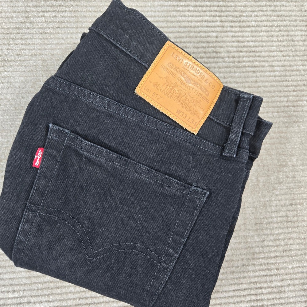 Levi Mens W33 L34 Black Slim Taper 512 Jeans 28833-0848